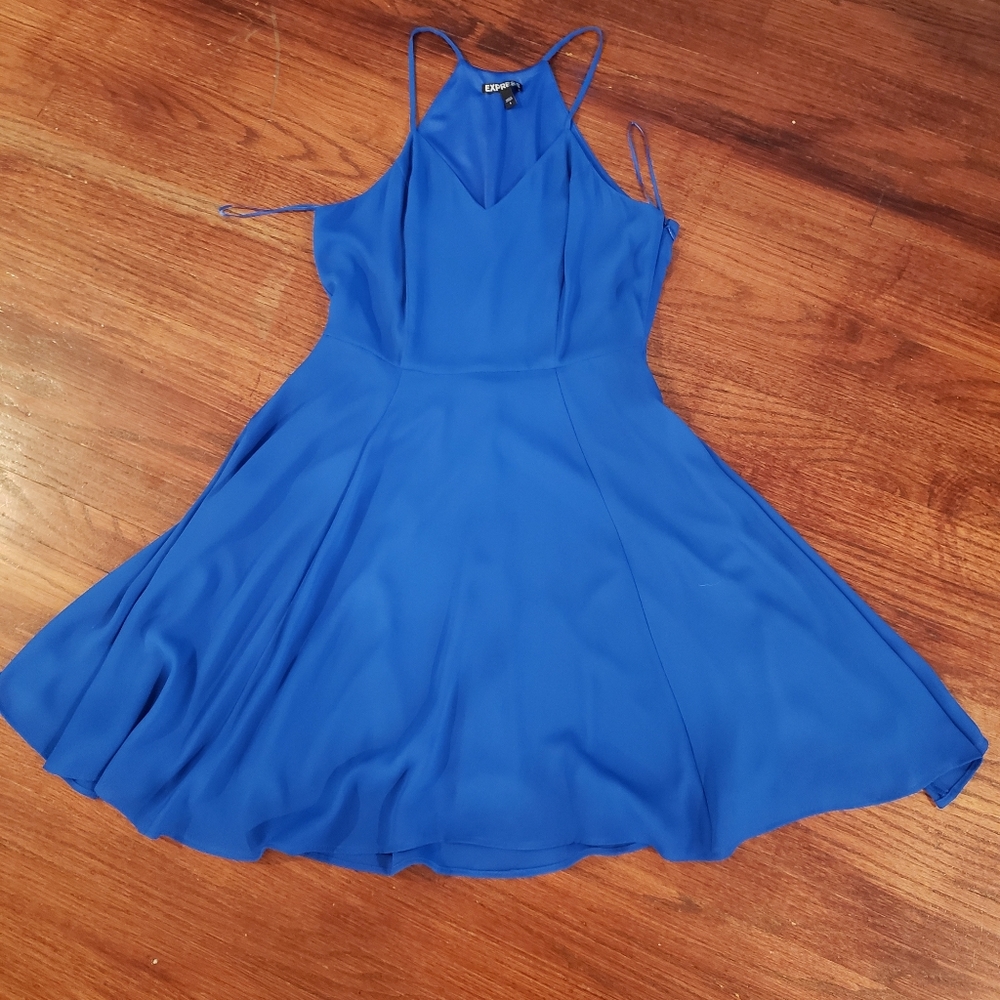 Express Spaghetti Strap V Neck Dress Size 4 Blue